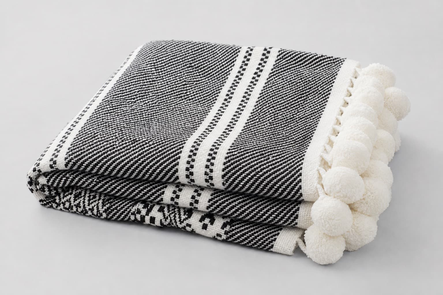 Black & White Pom-Pom Throw